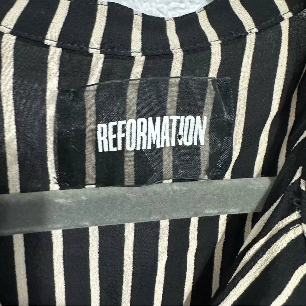 Reformation Arlington blouse black striped small
